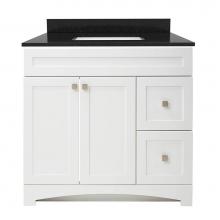 CRAFT + MAIN MXWVT3722-BGR - Monterrey 37'' Flat White Vanity with Black Galaxy Granite Top