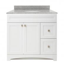 CRAFT + MAIN MXWVT3722-RG - Monterrey 37'' Flat White Vanity with Rushmore Grey Granite Top