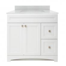 CRAFT + MAIN MXWVT3722-SWR - Monterrey 37'' Flat White Vanity with Silver Crystal White Engineered Stone Top