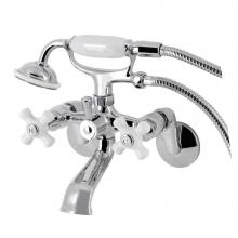 Kingston Brass KS266PXC - Kingston Wall Mount Clawfoot Tub Faucet with Hand Shower, Polished Chrome