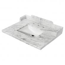 Kingston Brass KMS3022M38SQ - Fauceture KMS3022M38SQ Pemberton 30'' x 22'' Carrara Marble Vanity Top with Re