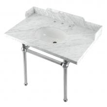 Kingston Brass LMS3630MB1 - Kingston Brass LMS3630MB1 Pemberton 36'' Carrara Marble Console Sink with Brass Legs, Ma