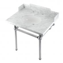 Kingston Brass LMS3030MB1 - Kingston Brass LMS3030MB1 Pemberton 30'' Carrara Marble Console Sink with Brass Legs, Ma