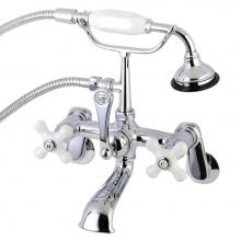 Kingston Brass AE60T1 - Aqua Vintage Wall Mount Tub Faucet with Hand Shower, Polished Chrome