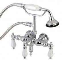 Kingston Brass AE22T1 - Aqua Vintage Vintage 3-3/8 Inch Wall Mount Tub Faucet with Hand Shower, Polished Chrome