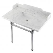 Kingston Brass LMS3630MBSQ1 - Kingston Brass LMS3630MBSQ1 Pemberton 36'' Carrara Marble Console Sink with Brass Legs,