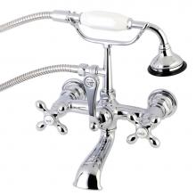 Kingston Brass AE558T1 - Aqua Vintage 7-Inch Wall Mount Tub Faucet with Hand Shower, Polished Chrome