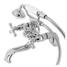 Kingston Brass KS225C - Kingston Wall Mount Clawfoot Tub Faucet with Hand Shower, Polished Chrome