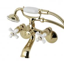 Kingston Brass KS266PXPB - Kingston Brass KS266PXPB Kingston Wall Mount Clawfoot Tub Faucet with Hand Shower, Polished Brass