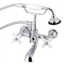 Kingston Brass AE560T1 - Aqua Vintage 7-Inch Wall Mount Tub Faucet with Hand Shower, Polished Chrome