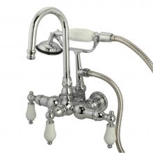 Kingston Brass CC12T1 - Vintage 3-3/8'' Wall Mount Tub Faucet with Hand Shower, Polished Chrome