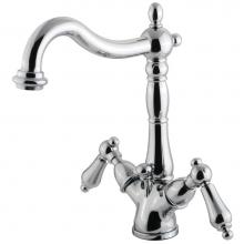 Kingston Brass KS1431AL - Heritage Two-Handle Bathroom Faucet with Brass Pop-Up and Cover Plate, Polished Chrome