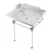 Kingston Brass LMS30MASQ1 - Kingston Brass LMS30MASQ1 Pemberton 30'' Carrara Marble Console Sink with Acrylic Legs,