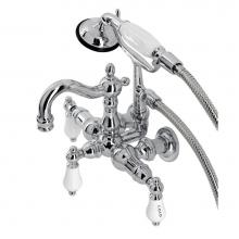 Kingston Brass CA1010T1 - Heritage 3-3/8'' Tub Wall Mount Clawfoot Tub Faucet with Hand Shower, Polished Chrome