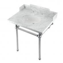 Kingston Brass LMS30MB1 - Kingston Brass LMS30MB1 Pemberton 30'' Carrara Marble Console Sink with Brass Legs, Marb