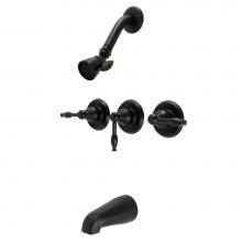 Kingston Brass KB230KL - Kingston Brass KB230KL Knight Three-Handle Tub and Shower Faucet, Matte Black