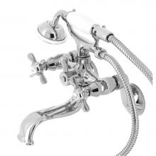 Kingston Brass KS246C - Essex Wall Mount Clawfoot Tub Faucet with Hand Shower, Polished Chrome