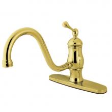 Kingston Brass KS1572BLLS - Heritage Single-Handle 8'' Centerset Kitchen Faucet, Polished Brass