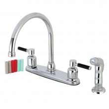 Kingston Brass FB791DKLSP - Kaiser 8-Inch Centerset Kitchen Faucet with Sprayer, Polished Chrome