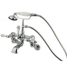 Kingston Brass CC458T1 - Vintage Adjustable Center Wall Mount Tub Faucet with Hand Shower, Polished Chrome