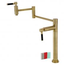 Kingston Brass KS8707DKL - Kingston Brass KS8707DKL Kaiser Deck Mount Pot Filler, Brushed Brass