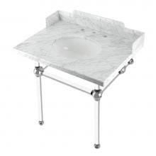 Kingston Brass LMS3030MA1 - Kingston Brass LMS3030MA1 Pemberton 30'' Carrara Marble Console Sink with Acrylic Legs,