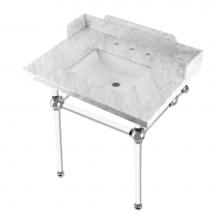 Kingston Brass LMS3030MASQ1 - Kingston Brass LMS3030MASQ1 Pemberton 30'' Carrara Marble Console Sink with Acrylic Legs