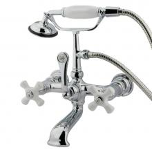 Kingston Brass CC560T1 - Vintage 7-Inch Wall Mount Tub Faucet with Hand Shower, Polished Chrome