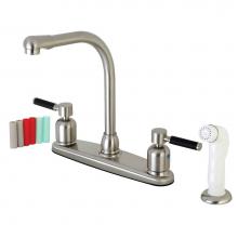 Kingston Brass FB718DKL - Kaiser 8-Inch Centerset Kitchen Faucet with Sprayer, Brushed Nickel