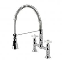 Kingston Brass GS1271PX - Gourmetier Heritage Two-Handle Deck-Mount Pull-Down Sprayer Kitchen Faucet, Polished Chrome