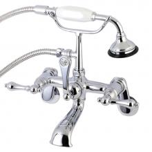 Kingston Brass AE52T1 - Aqua Vintage 7-Inch Adjustable Wall Mount Tub Faucet with Hand Shower, Polished Chrome