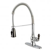 Kingston Brass GSY8891AKL - Gourmetier Kaiser Single-Handle Pre-Rinse Kitchen Faucet, Polished Chrome/Black Stainless Steel