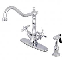 Kingston Brass KS1231BEXBS - Kingston Mono Deck Mount Kitchen Faucet with Brass Sprayer, Chrome