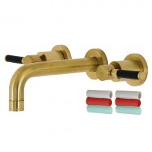 Kingston Brass KS8127DKL - Kaiser 2-Handle Wall Mount Bathroom Faucet, Brushed Brass