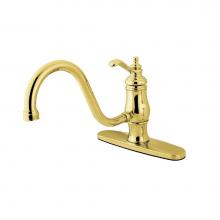 Kingston Brass KS1572TLLS - Heritage 8'' Single-Handle Kitchen Faucet Without Sprayer, Polished Brass