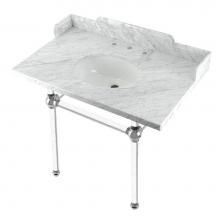 Kingston Brass LMS3630MA1 - Kingston Brass LMS3630MA1 Pemberton 36'' Carrara Marble Console Sink with Acrylic Legs,