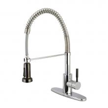 Kingston Brass GSY8881DKL - Gourmetier Kaiser Single-Handle Pre-Rinse Kitchen Faucet, Polished Chrome/Black Stainless Steel