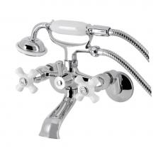 Kingston Brass KS265PXC - Kingston Tub Wall Mount Clawfoot Tub Faucet with Hand Shower, Polished Chrome