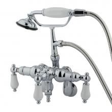 Kingston Brass CC422T1 - Vintage Adjustable Center Wall Mount Tub Faucet with Hand Shower, Polished Chrome