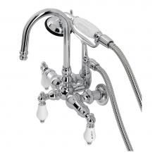 Kingston Brass CA10T1 - Vintage 3-3/8'' Tub Wall Mount Clawfoot Tub Faucet with Hand Shower, Polished Chrome