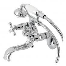 Kingston Brass KS226C - Kingston Wall Mount Tub Faucet with Hand Shower, Polished Chrome