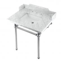 Kingston Brass LMS30MBSQ1 - Kingston Brass LMS30MBSQ1 Pemberton 30'' Carrara Marble Console Sink with Brass Legs, Ma