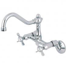 Kingston Brass KS3221BEX - 6-Inch Adjustable Center Wall Mount Kitchen Faucet, Polished Chrome