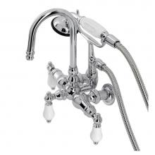 Kingston Brass CA12T1 - Vintage 3-3/8'' Tub Wall Mount Clawfoot Tub Faucet with Hand Shower, Polished Chrome