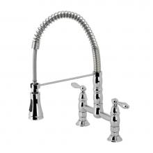 Kingston Brass GS1271AL - Gourmetier Heritage Two-Handle Deck-Mount Pull-Down Sprayer Kitchen Faucet, Polished Chrome