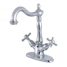 Kingston Brass KS1431BEX - Essex Two-Handle Bathroom Faucet with Brass Pop-Up and Deck Plate, Polished Chrome