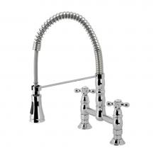 Kingston Brass GS1271AX - Gourmetier Heritage Two-Handle Deck-Mount Pull-Down Sprayer Kitchen Faucet, Polished Chrome