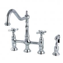 Kingston Brass KS1271BEXBS - Essex Bridge Kitchen Faucet with Brass Sprayer, Polished Chrome