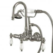 Kingston Brass CC10T1 - Vintage 3-3/8'' Wall Mount Tub Faucet with Hand Shower, Polished Chrome