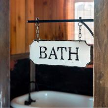 Park Hill EWA80611 - Metal Bath Sign With Hanging Display Bar